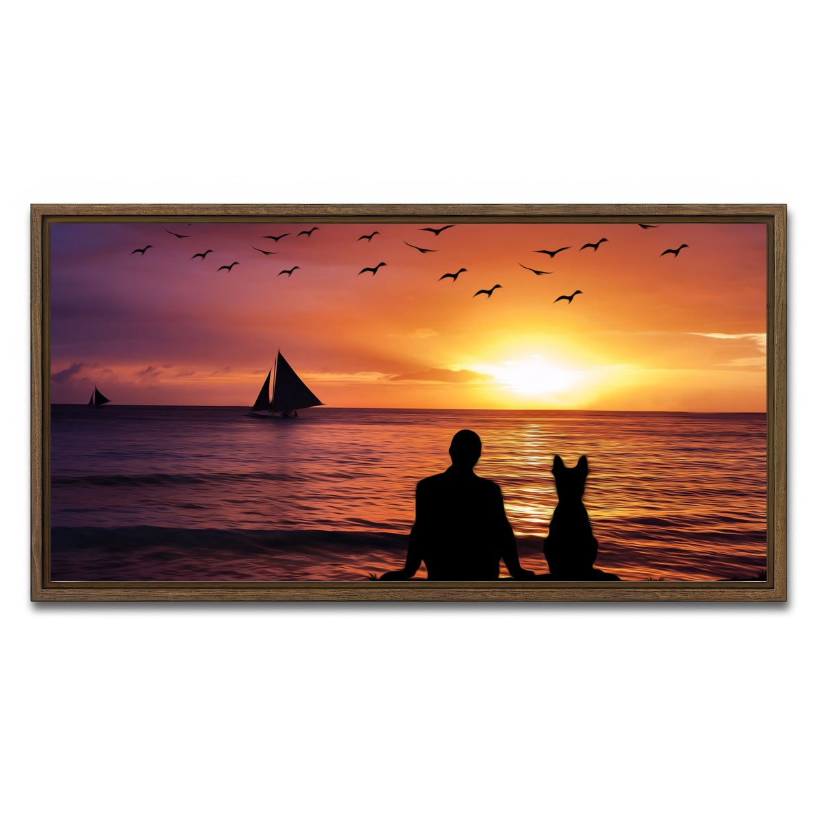 AUTO-MOCKUP WHITE | friendship sunset | 1 Piece | Walnut Framed Canvas | group=2x1