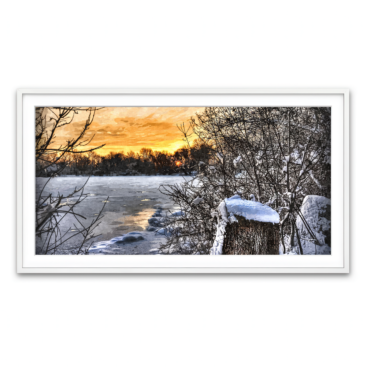 Framed Print 2x1 White