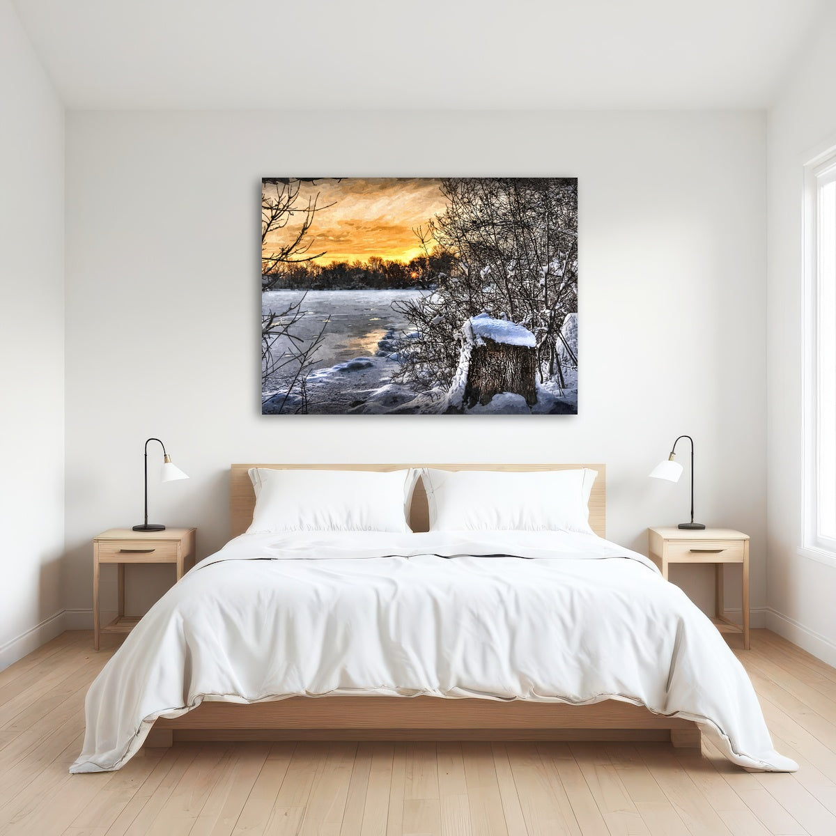 AUTO-MOCKUP ROOM | frozen lake at sunset