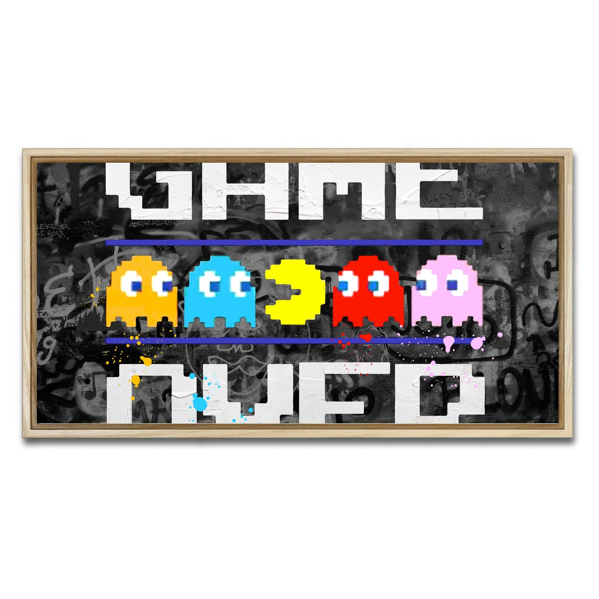 AUTO-MOCKUP WHITE | game over | 1 Piece | Natural Framed Canvas | group=2x1