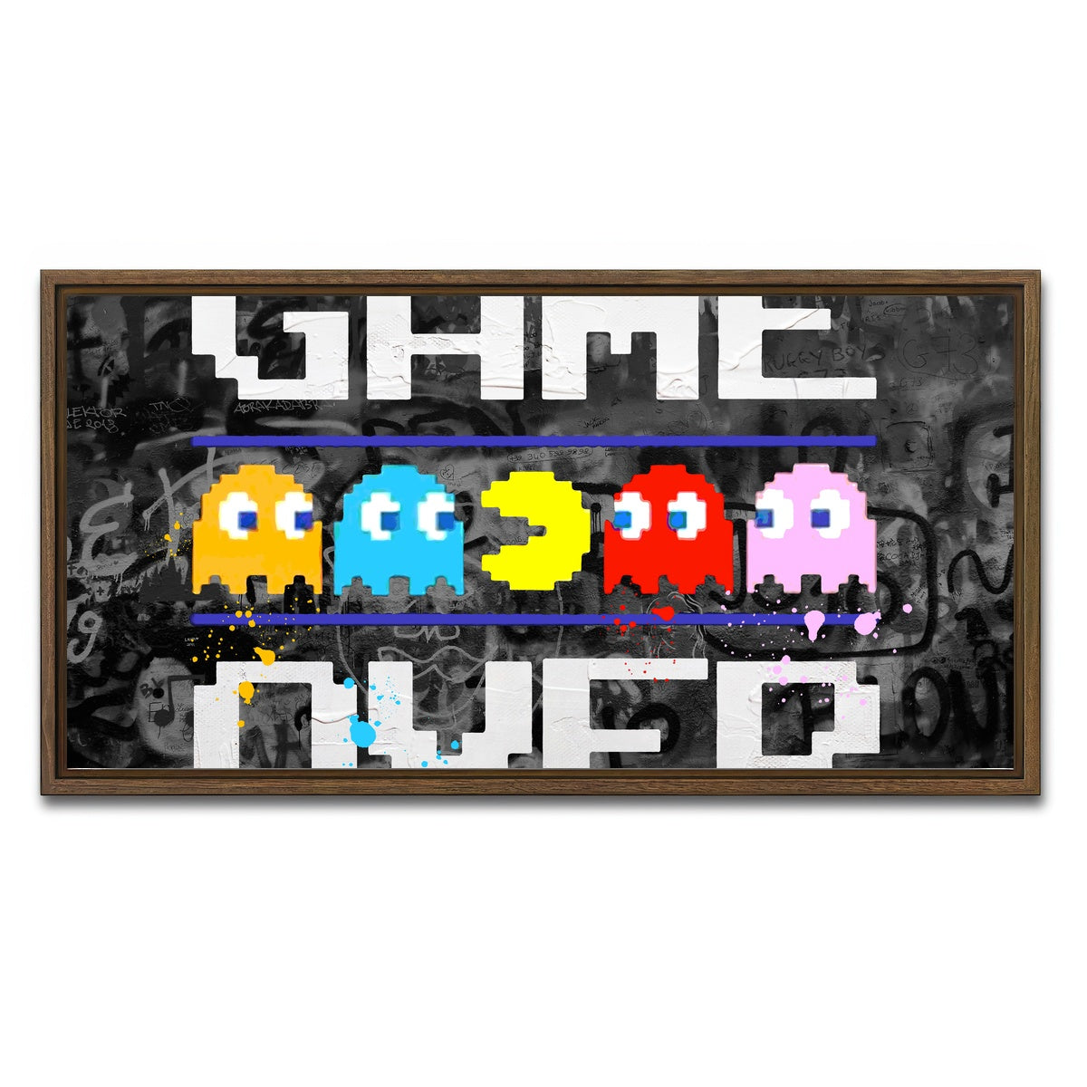 AUTO-MOCKUP WHITE | game over | 1 Piece | Walnut Framed Canvas | group=2x1