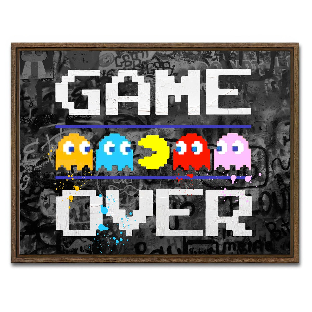 AUTO-MOCKUP WHITE | game over | 1 Piece | Walnut Framed Canvas | group=4x3