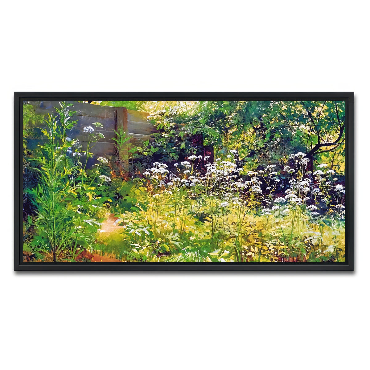AUTO-MOCKUP WHITE | garden corner | 1 Piece | Black Framed Canvas | group=2x1