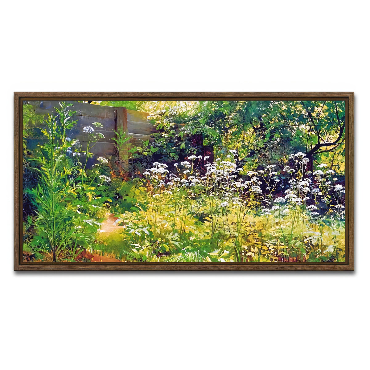 AUTO-MOCKUP WHITE | garden corner | 1 Piece | Walnut Framed Canvas | group=2x1