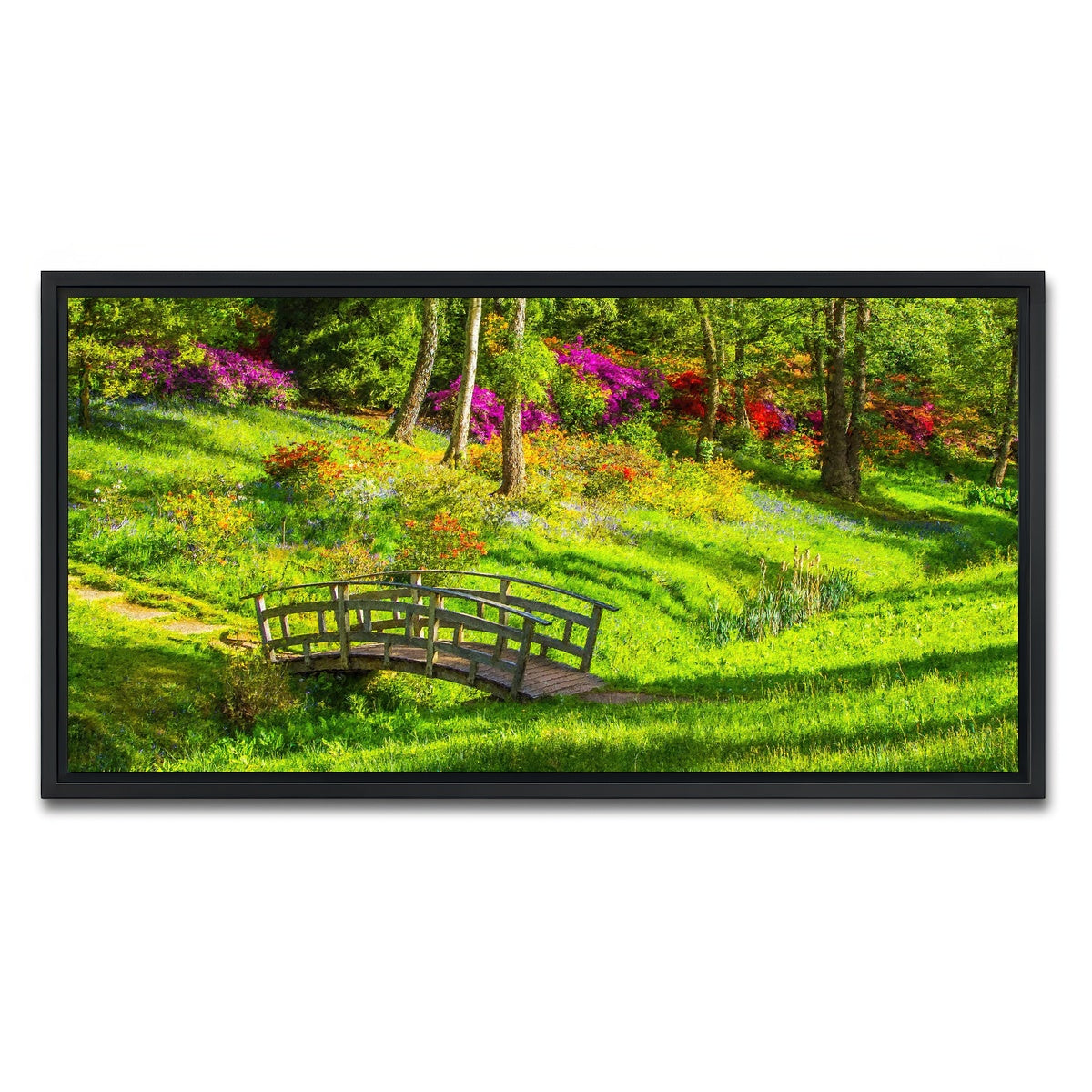 AUTO-MOCKUP WHITE | garden footpath bridge | 1 Piece | Black Framed Canvas | group=2x1