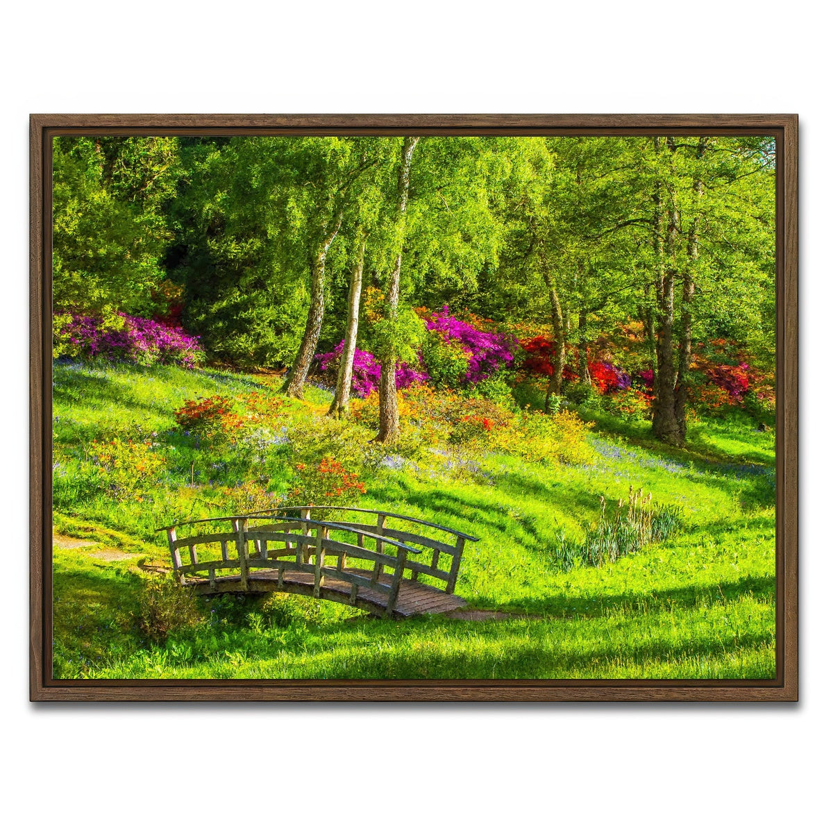 AUTO-MOCKUP WHITE | garden footpath bridge | 1 Piece | Walnut Framed Canvas | group=4x3