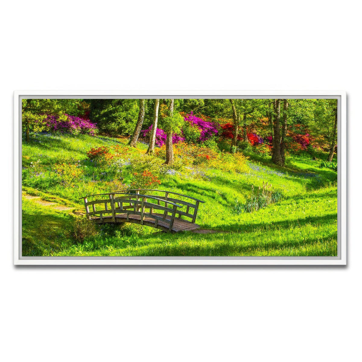AUTO-MOCKUP WHITE | garden footpath bridge | 1 Piece | White Framed Canvas | group=2x1