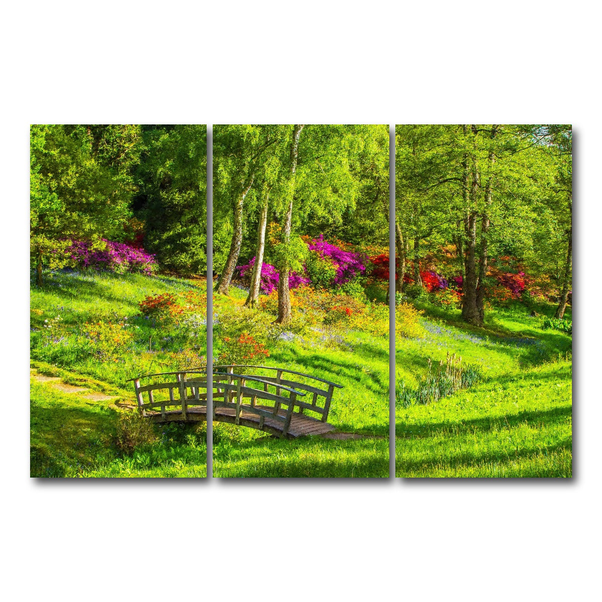 AUTO-MOCKUP WHITE | garden footpath bridge | 3 Piece | Gallery Wrap Canvas | group=12x24