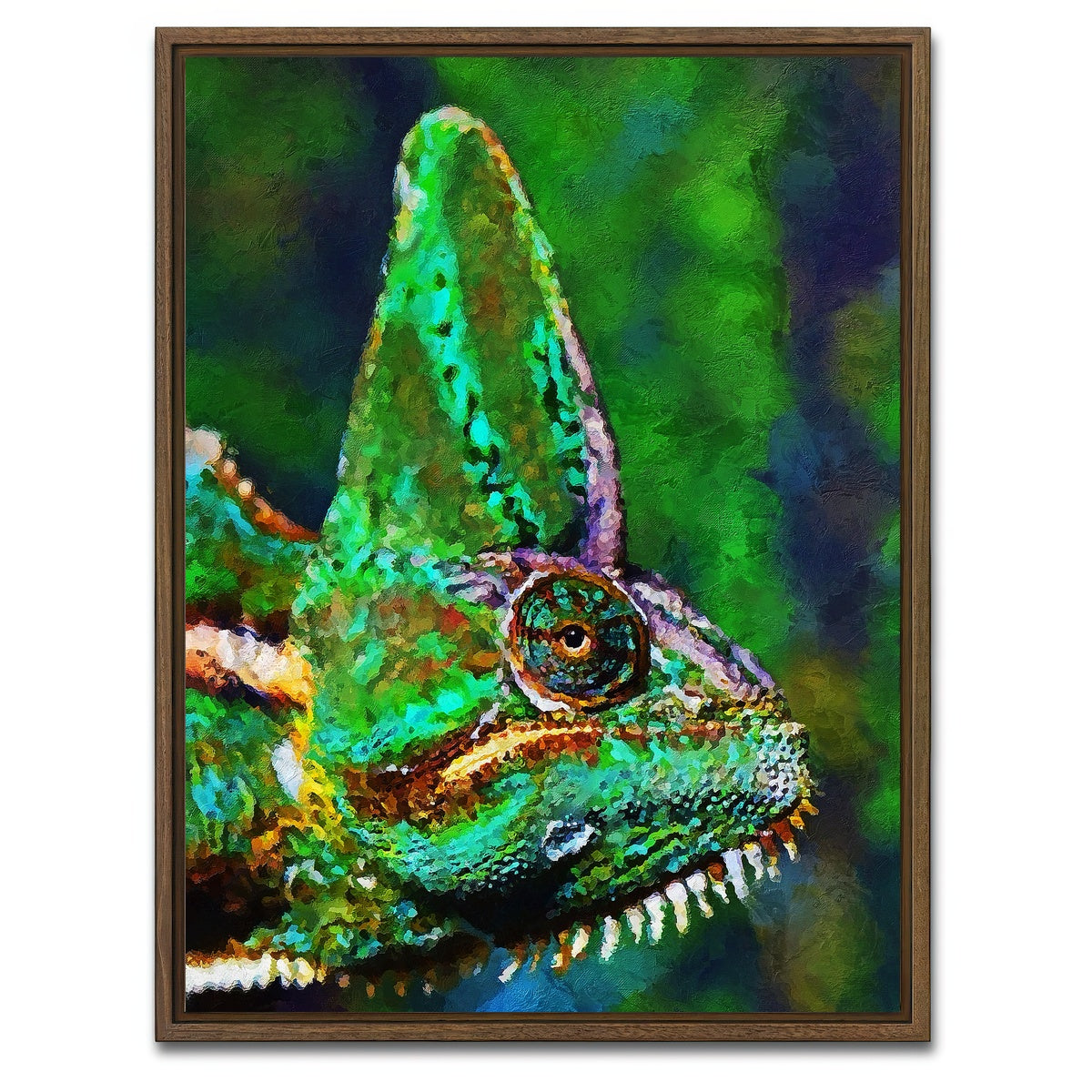 AUTO-MOCKUP WHITE | gecko painting | 1 Piece | Walnut Framed Canvas | group=3x4