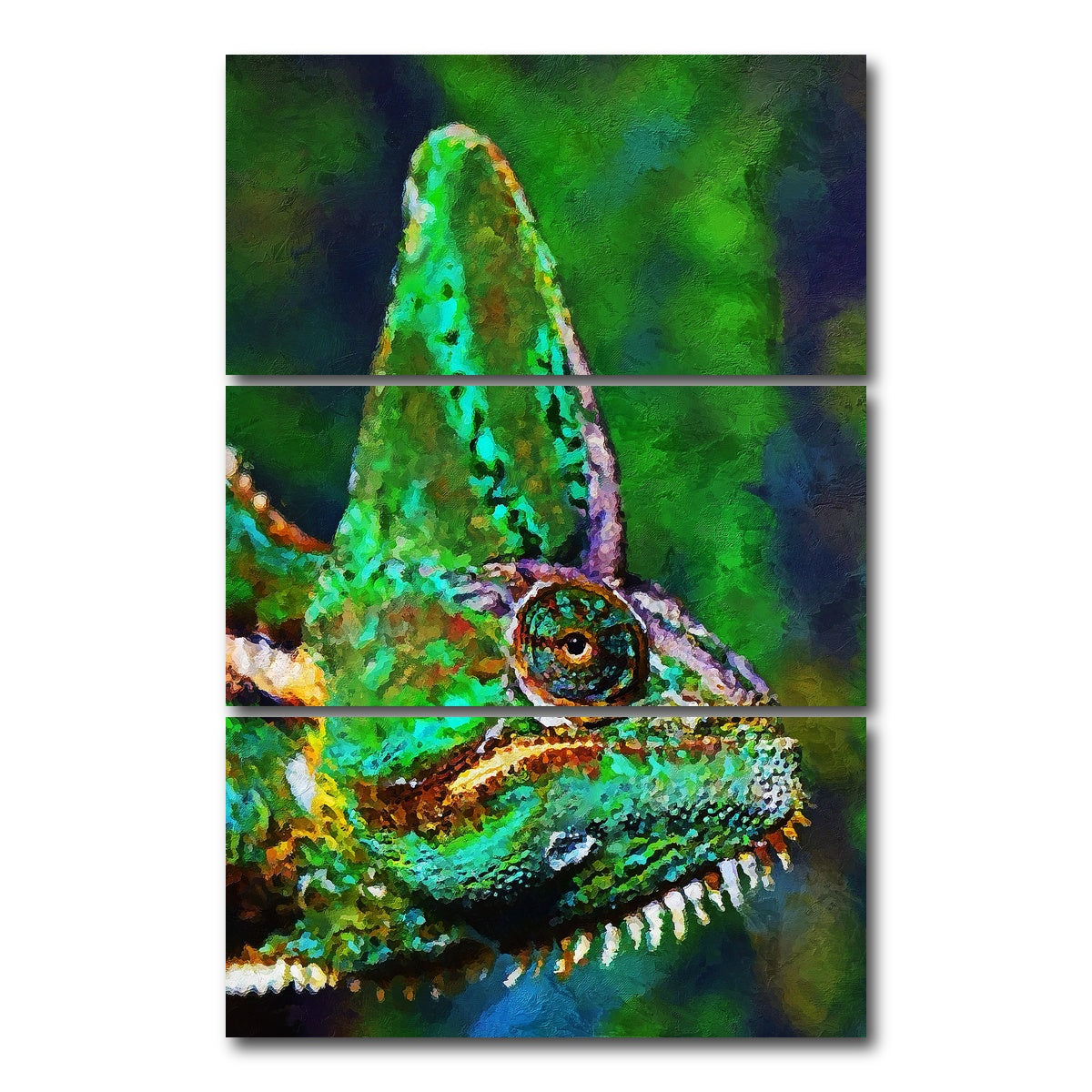 AUTO-MOCKUP WHITE | gecko painting | 3 Piece | Gallery Wrap Canvas | group=12x24_stacked