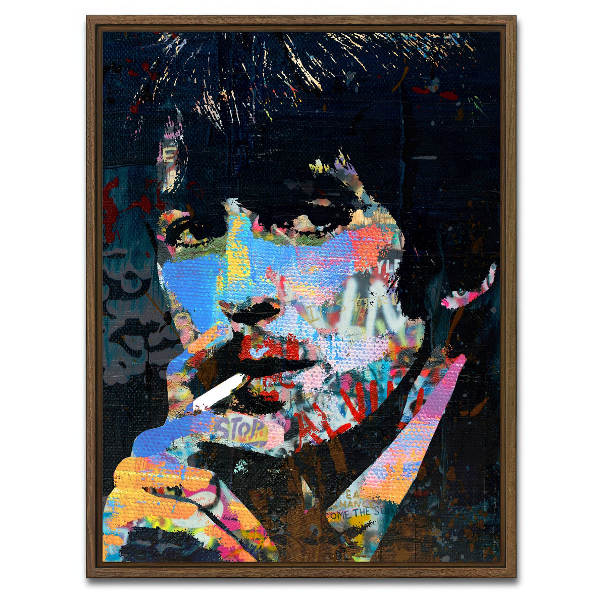 AUTO-MOCKUP WHITE | george harrison smoking | 1 Piece | Walnut Framed Canvas | group=3x4