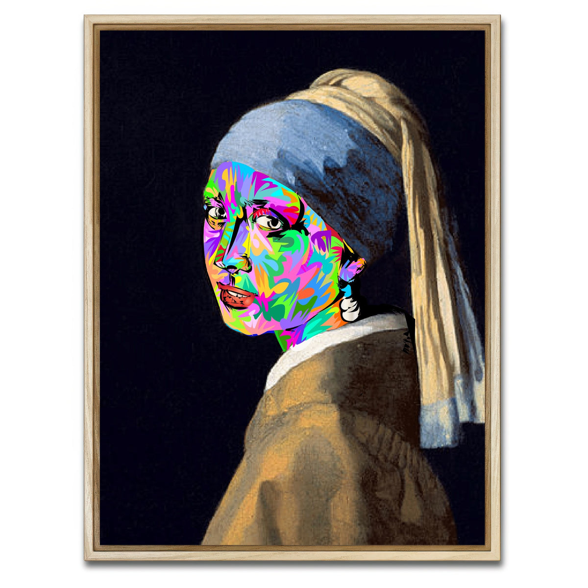 AUTO-MOCKUP WHITE | girl with pearl earring | 1 Piece | Natural Framed Canvas | group=3x4