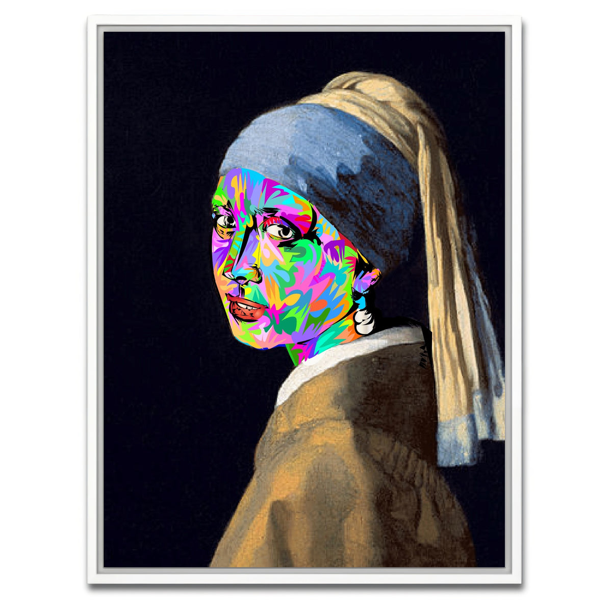 AUTO-MOCKUP WHITE | girl with pearl earring | 1 Piece | White Framed Canvas | group=3x4