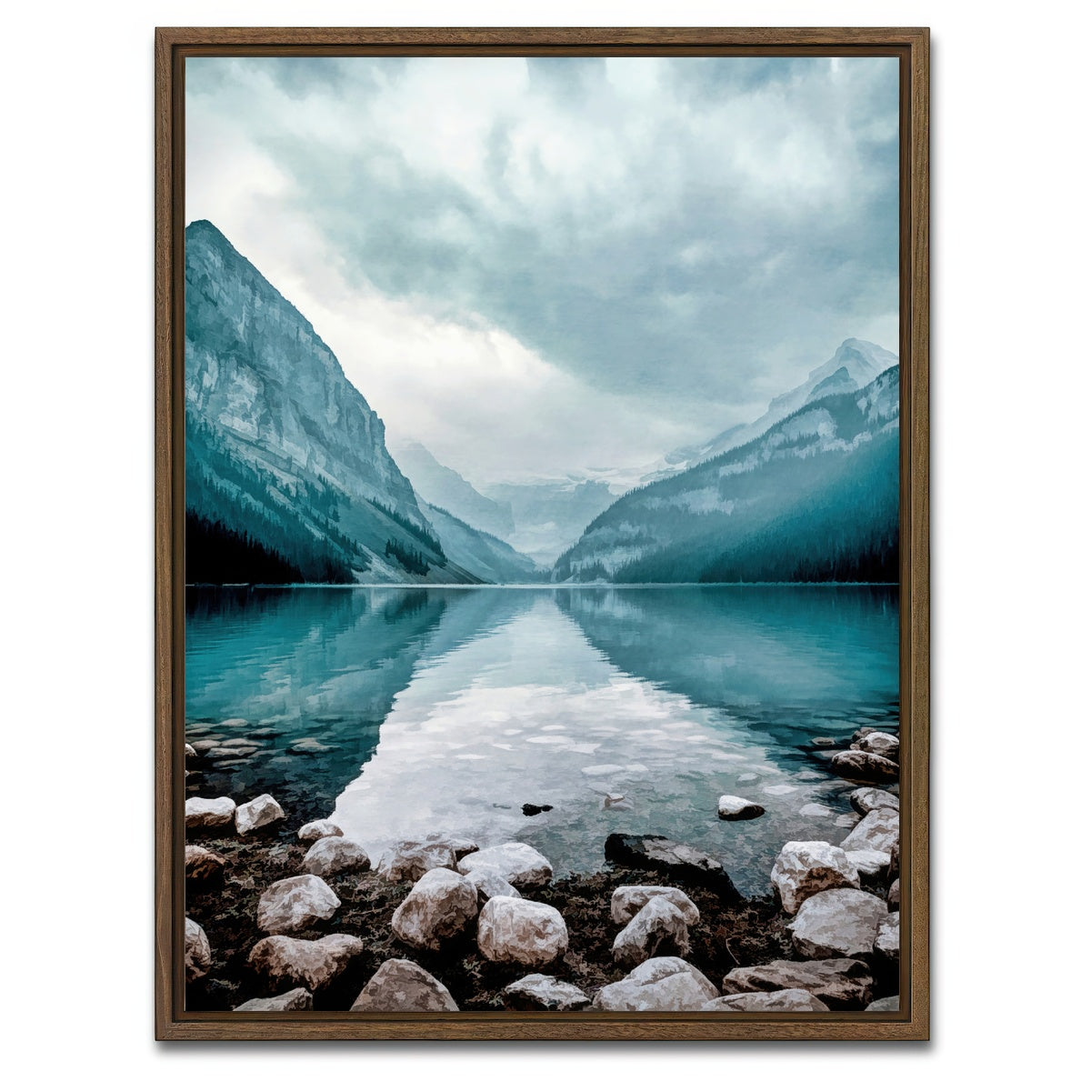 AUTO-MOCKUP WHITE | glacial lake | 1 Piece | Walnut Framed Canvas | group=3x4