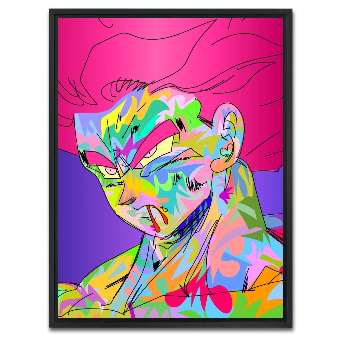 AUTO-MOCKUP WHITE | goku blonde pink | 1 Piece | Black Framed Canvas | group=3x4
