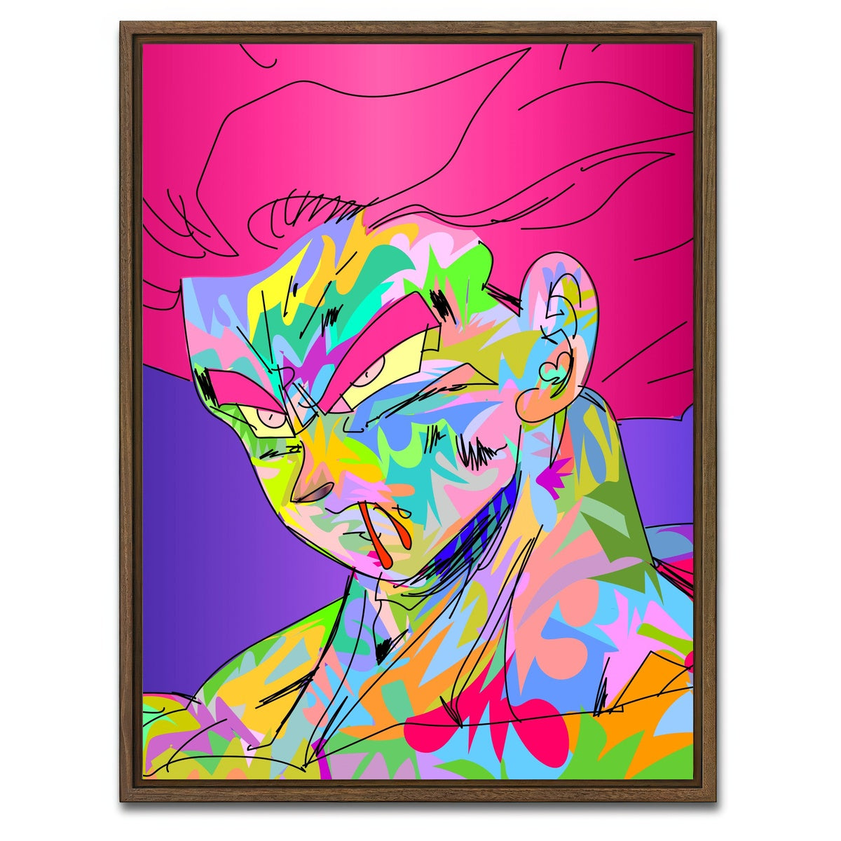 AUTO-MOCKUP WHITE | goku blonde pink | 1 Piece | Walnut Framed Canvas | group=3x4