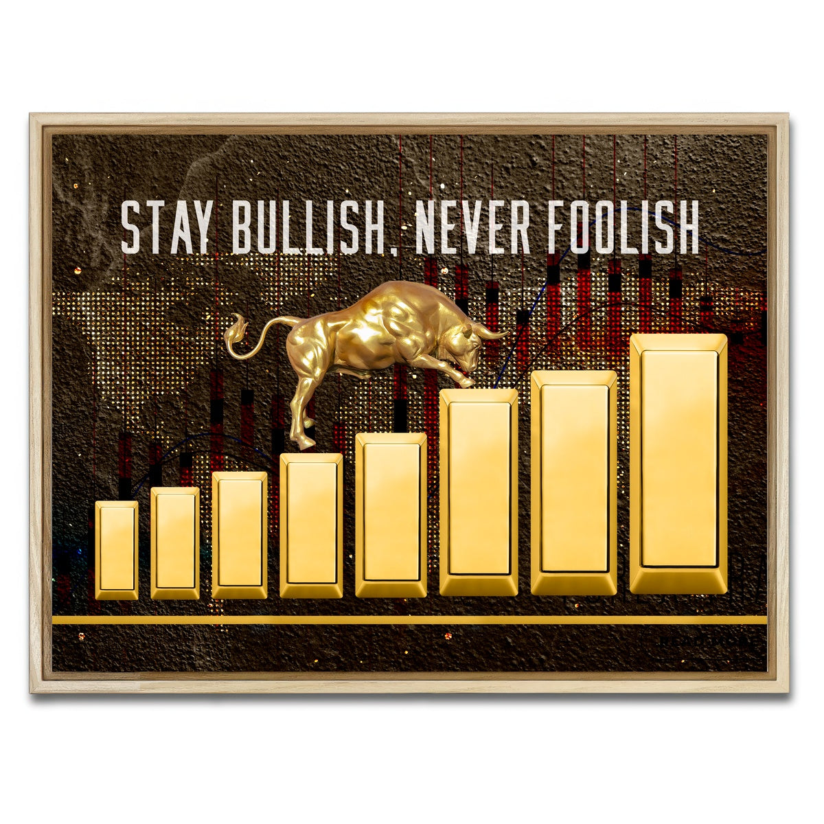 AUTO-MOCKUP WHITE | gold bull design | 1 Piece | Natural Framed Canvas | group=4x3