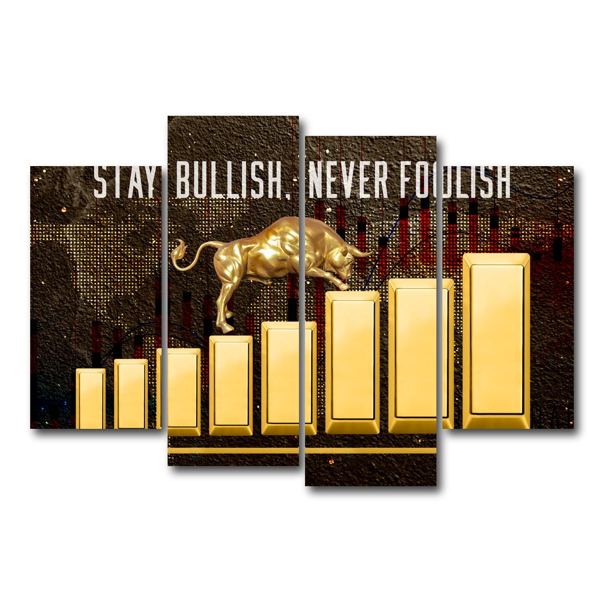 AUTO-MOCKUP WHITE | gold bull design | 4 Piece | Gallery Wrap Canvas | group=4_short