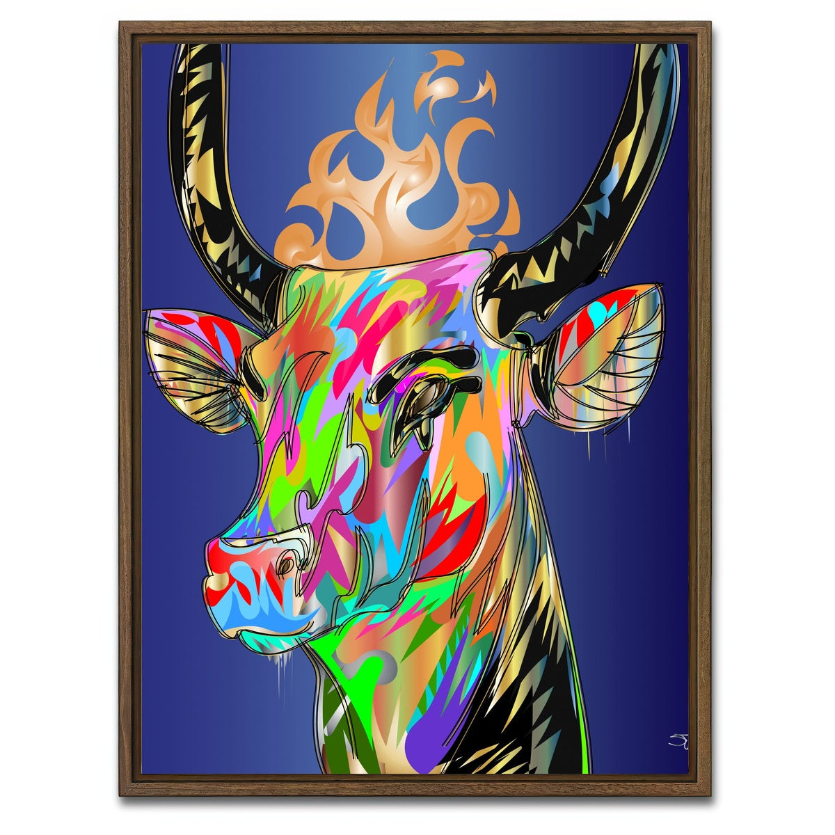 AUTO-MOCKUP WHITE | golden calf | 1 Piece | Walnut Framed Canvas | group=3x4
