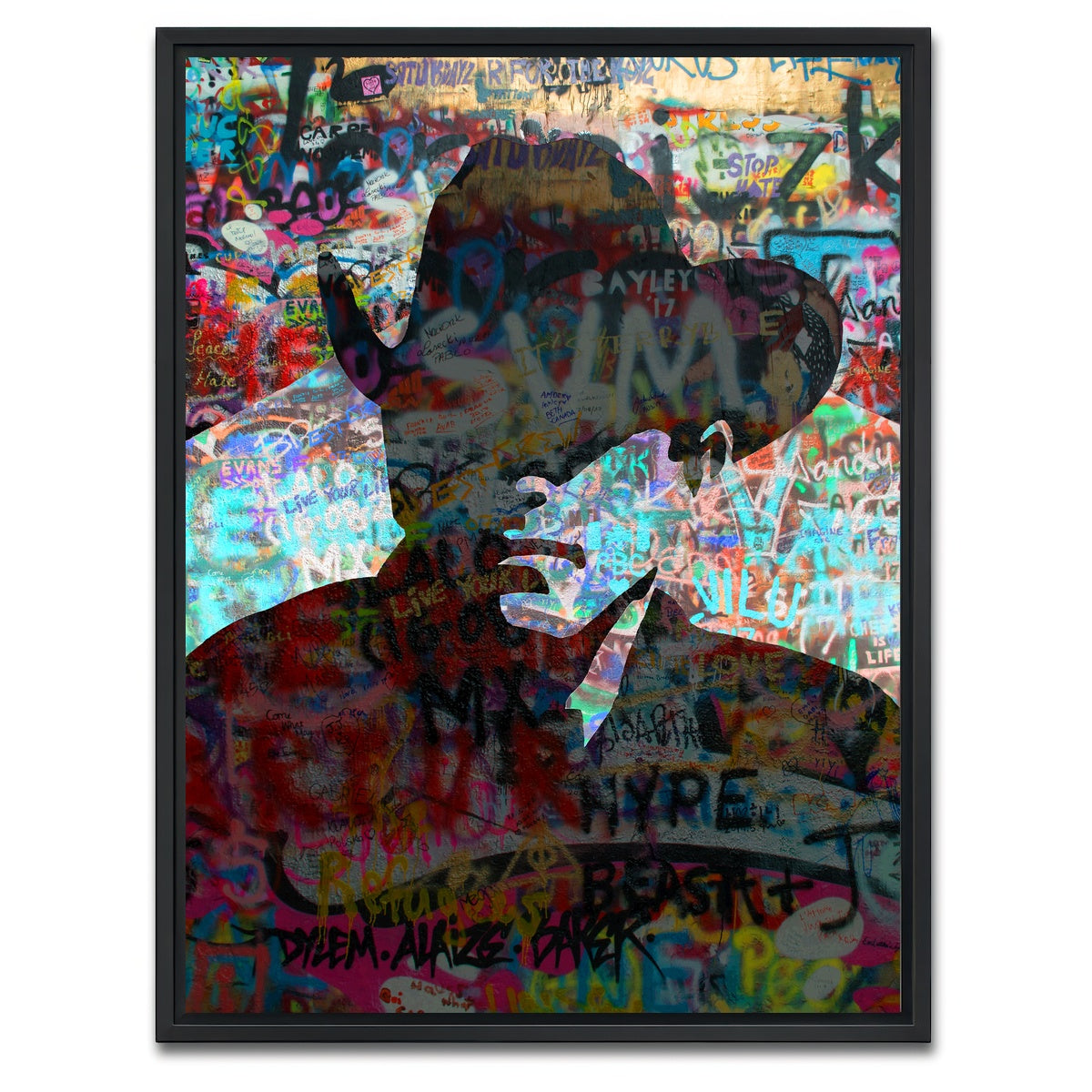 AUTO-MOCKUP WHITE | graffiti cowboy | 1 Piece | Black Framed Canvas | group=3x4