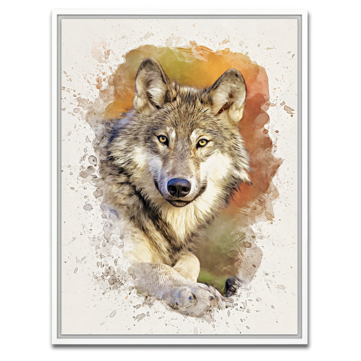 AUTO-MOCKUP WHITE | gray wolf 3 | 1 Piece | White Framed Canvas | group=3x4