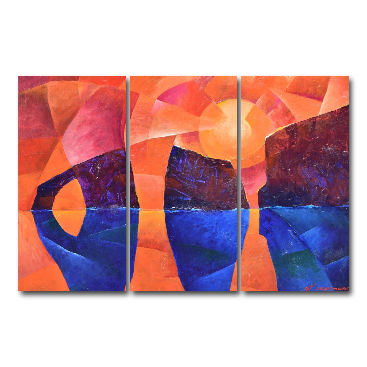 AUTO-MOCKUP WHITE | guardians of the ocean in cubism | 3 Piece | Gallery Wrap Canvas | group=12x24