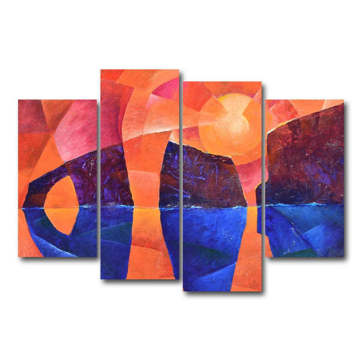 AUTO-MOCKUP WHITE | guardians of the ocean in cubism | 4 Piece | Gallery Wrap Canvas | group=4_short