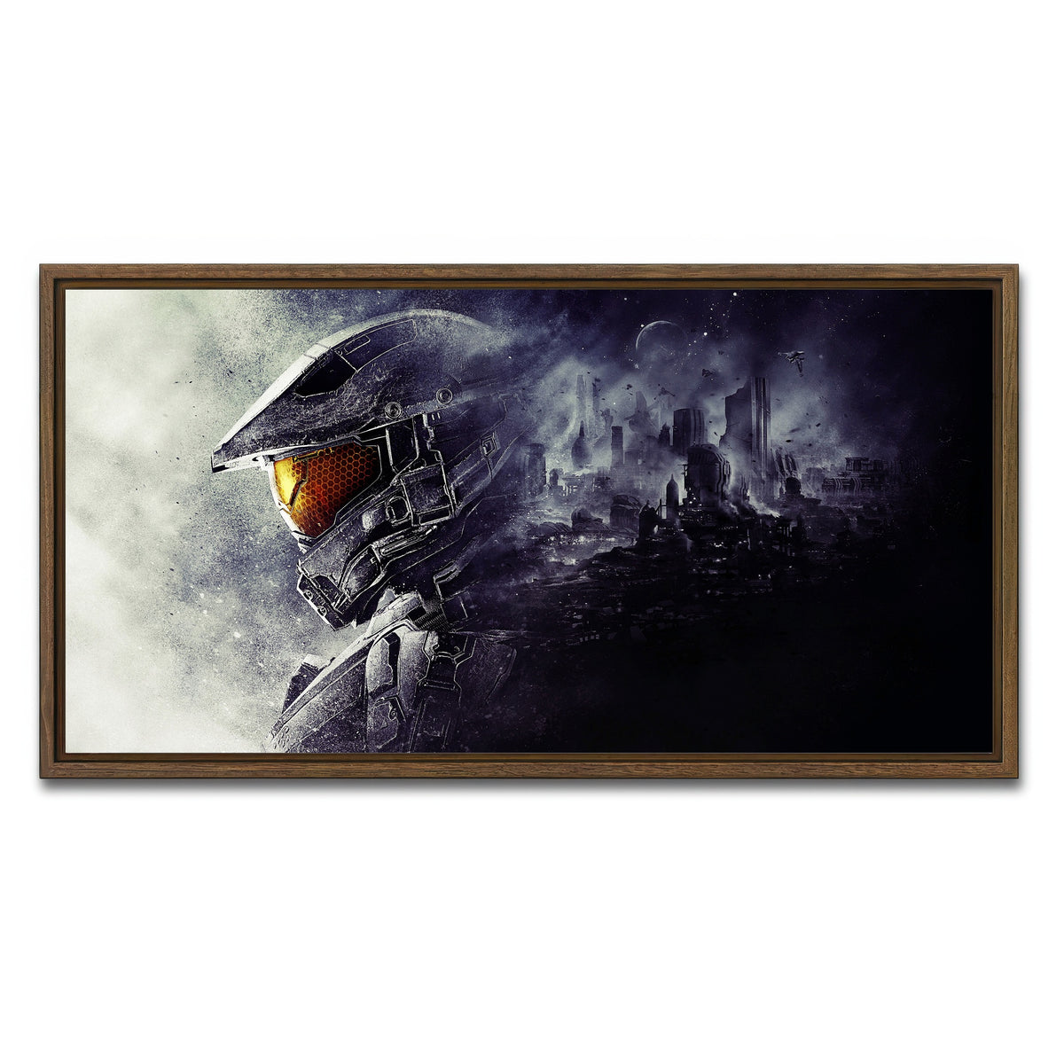 AUTO-MOCKUP WHITE | halo master chief | 1 Piece | Walnut Framed Canvas | group=2x1