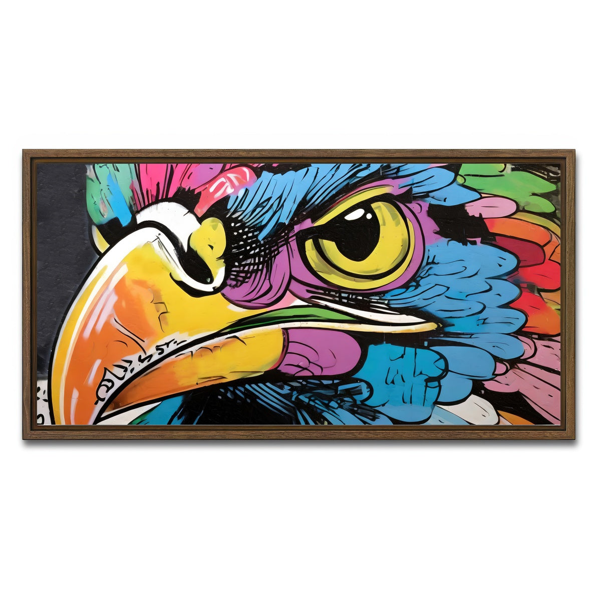 AUTO-MOCKUP WHITE | hawk graffiti | 1 Piece | Walnut Framed Canvas | group=2x1