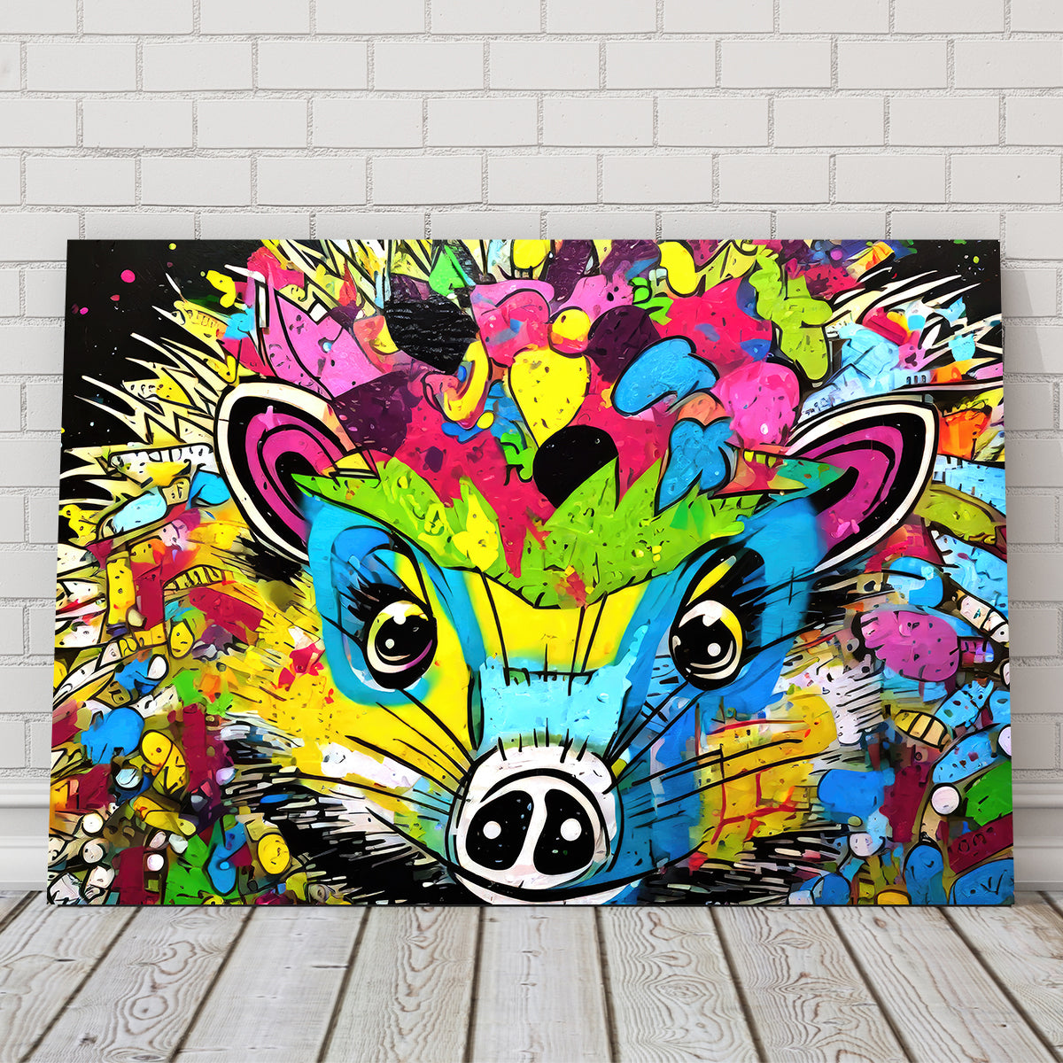 Hedgehog Graffiti Wall Art