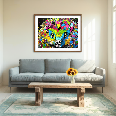 AUTO-MOCKUP ROOM | Hedgehog Graffiti Wall Art