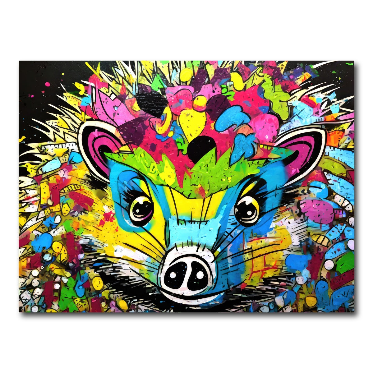 AUTO-MOCKUP WHITE | hedgehog graffiti | 1 Piece | Gallery Wrap Canvas | group=4x3
