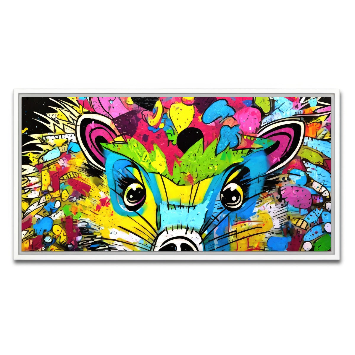 AUTO-MOCKUP WHITE | hedgehog graffiti | 1 Piece | White Framed Canvas | group=2x1