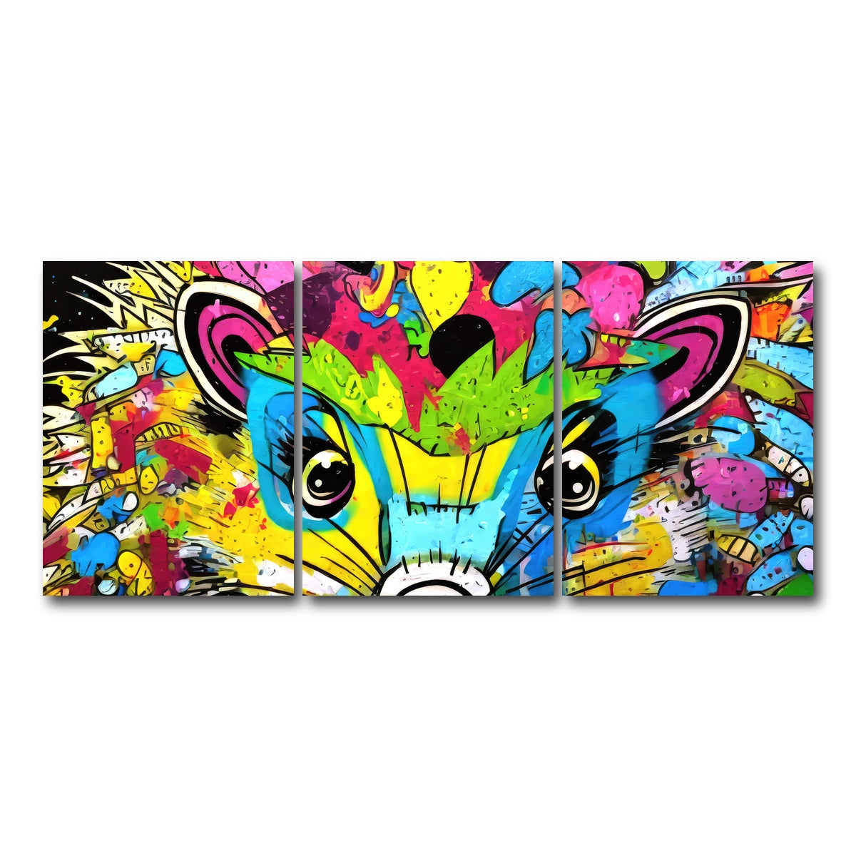 AUTO-MOCKUP WHITE | hedgehog graffiti | 3 Piece | Gallery Wrap Canvas | group=18x24