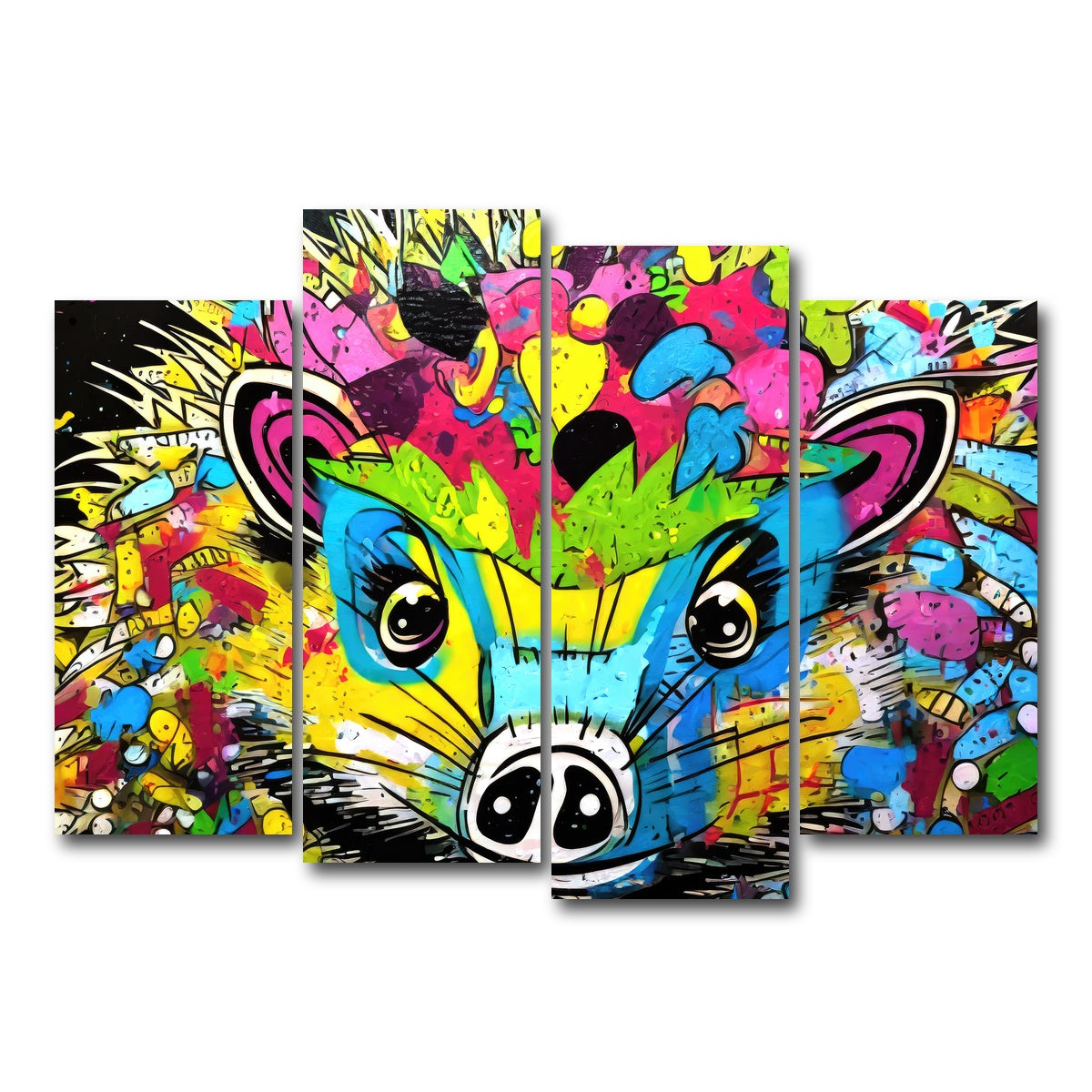 AUTO-MOCKUP WHITE | hedgehog graffiti | 4 Piece | Gallery Wrap Canvas | group=4_normal