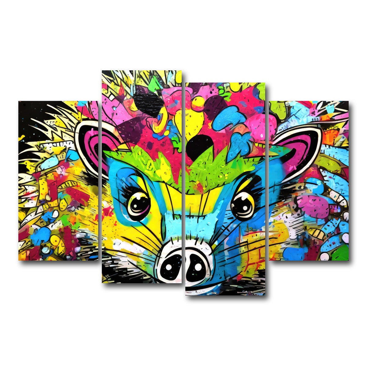 AUTO-MOCKUP WHITE | hedgehog graffiti | 4 Piece | Gallery Wrap Canvas | group=4_short