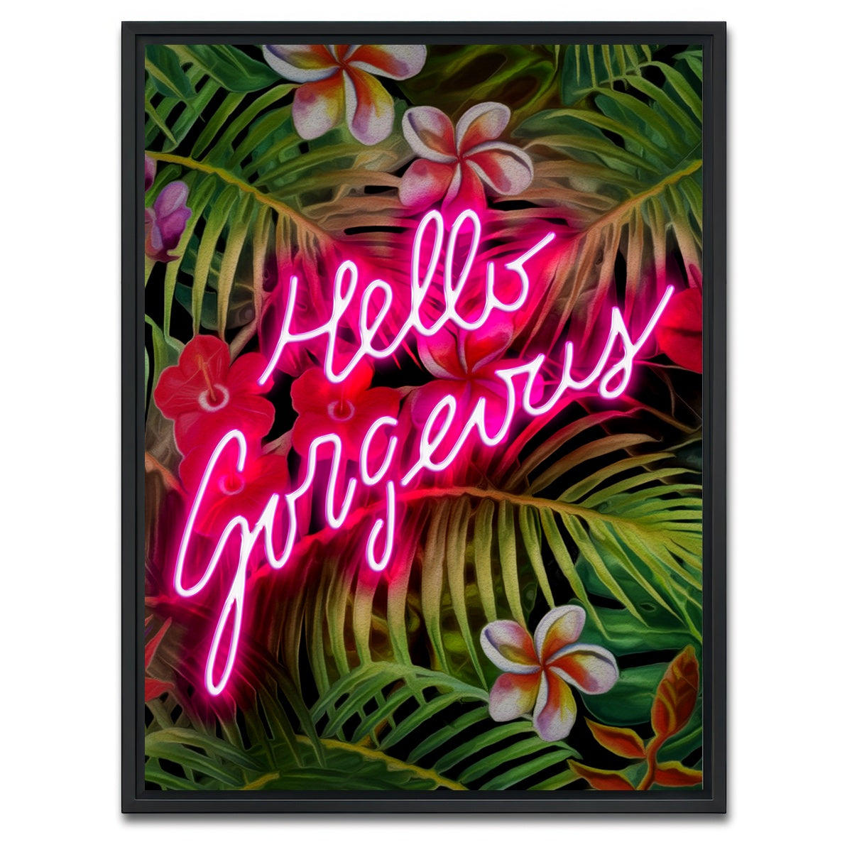 AUTO-MOCKUP WHITE | hello gorgeous | 1 Piece | Black Framed Canvas | group=3x4