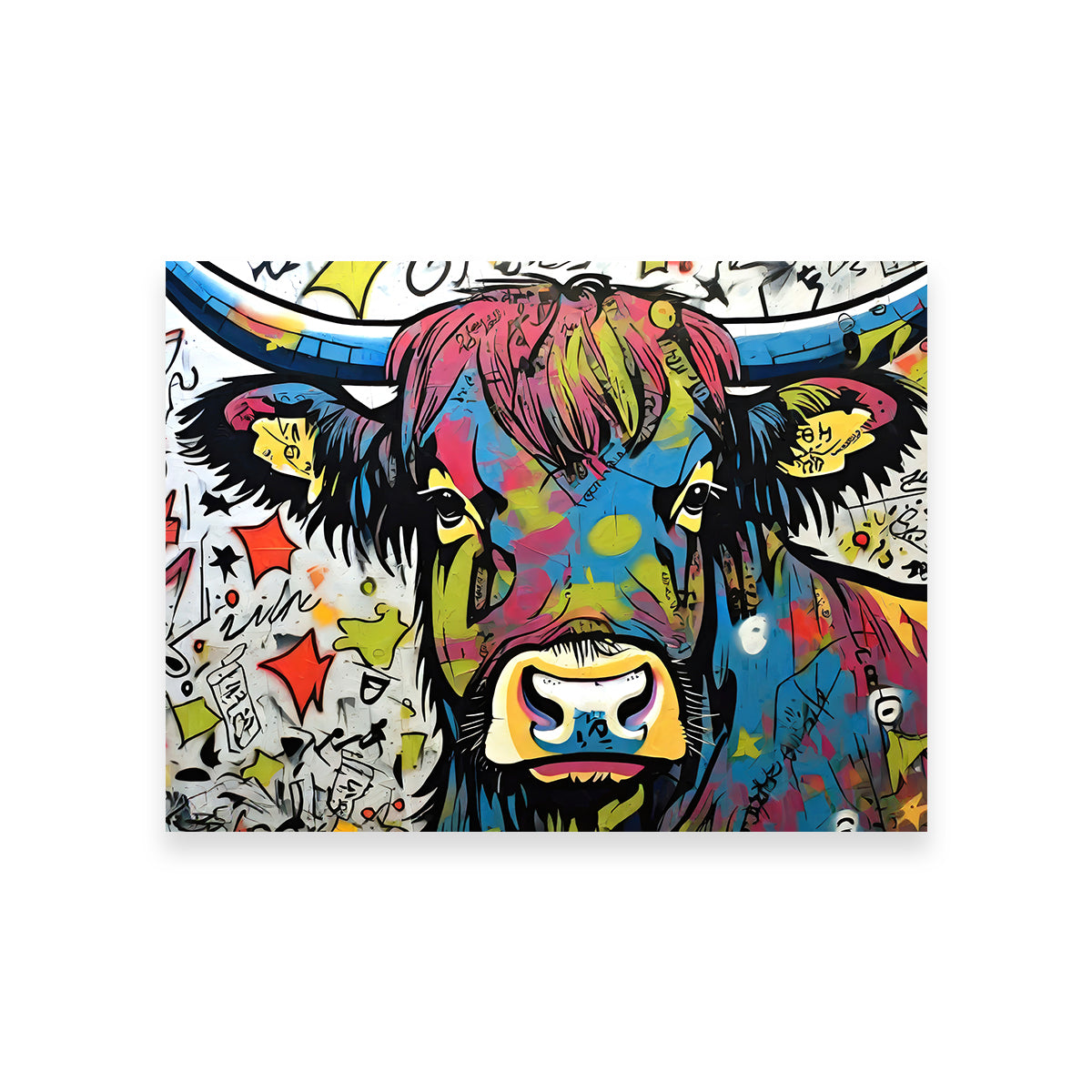 Highland Cow Graffiti Wall Art