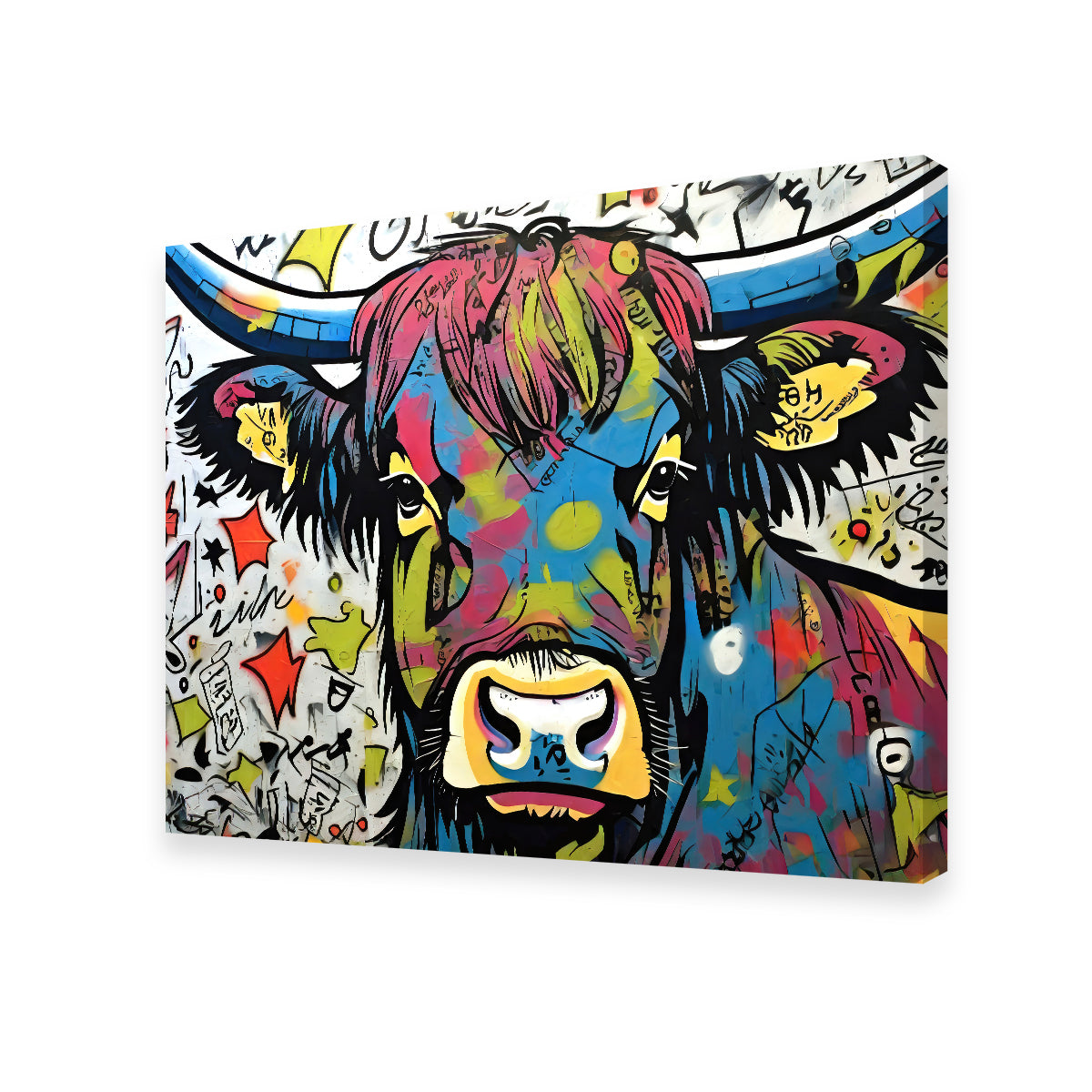 Highland Cow Graffiti Wall Art