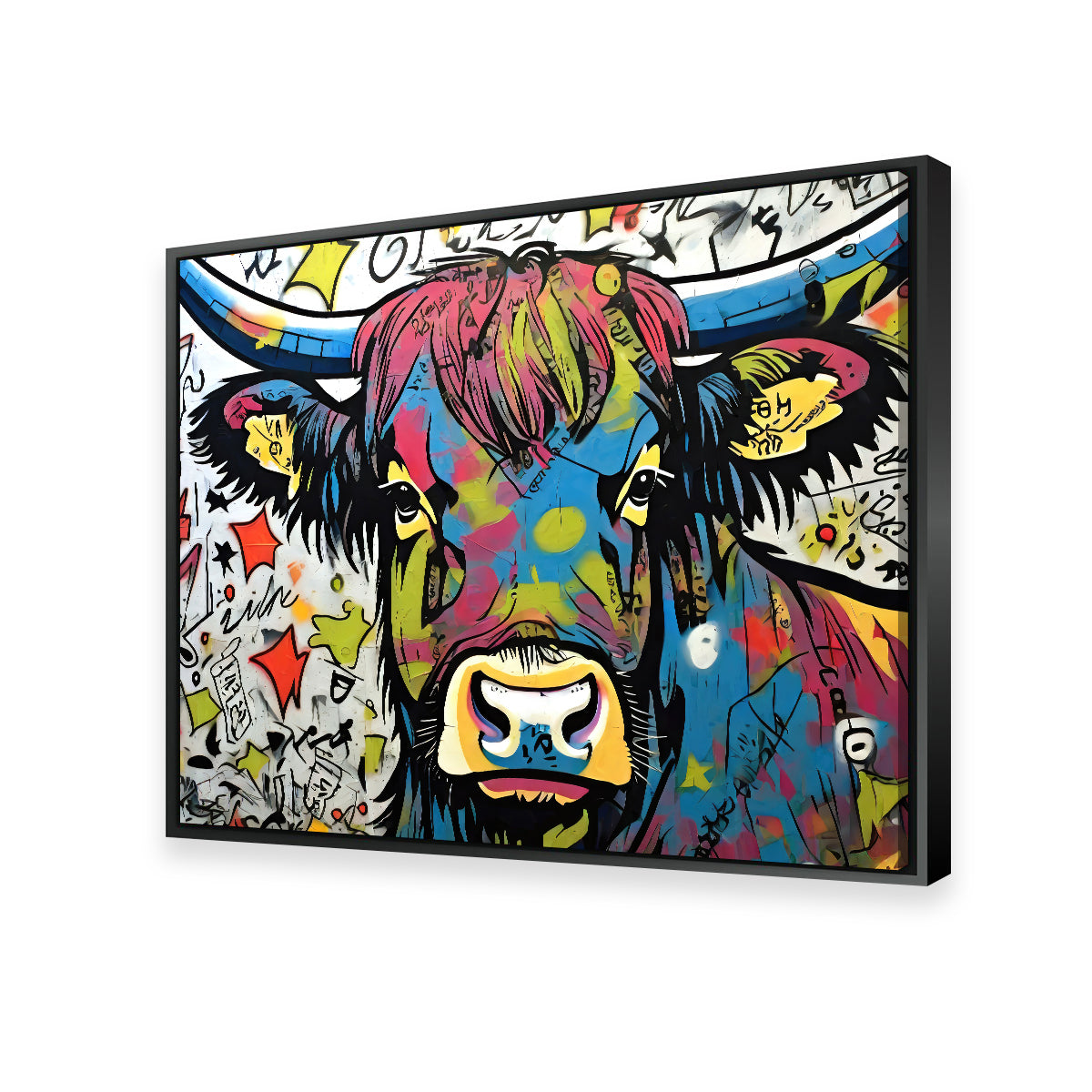 Highland Cow Graffiti Wall Art