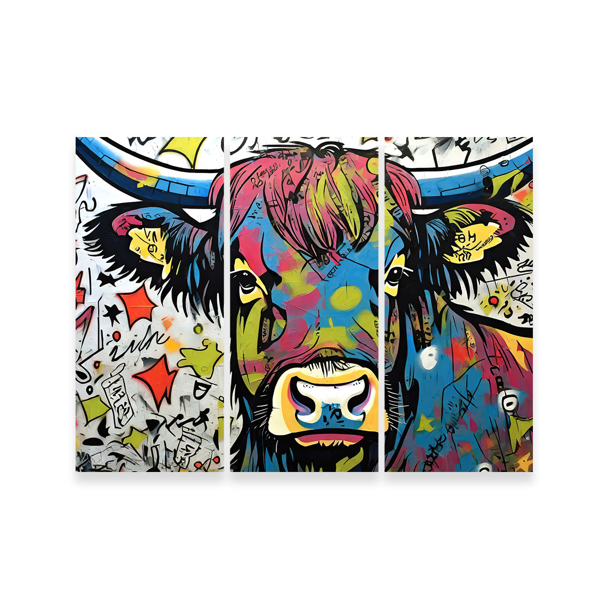 Highland Cow Graffiti Wall Art