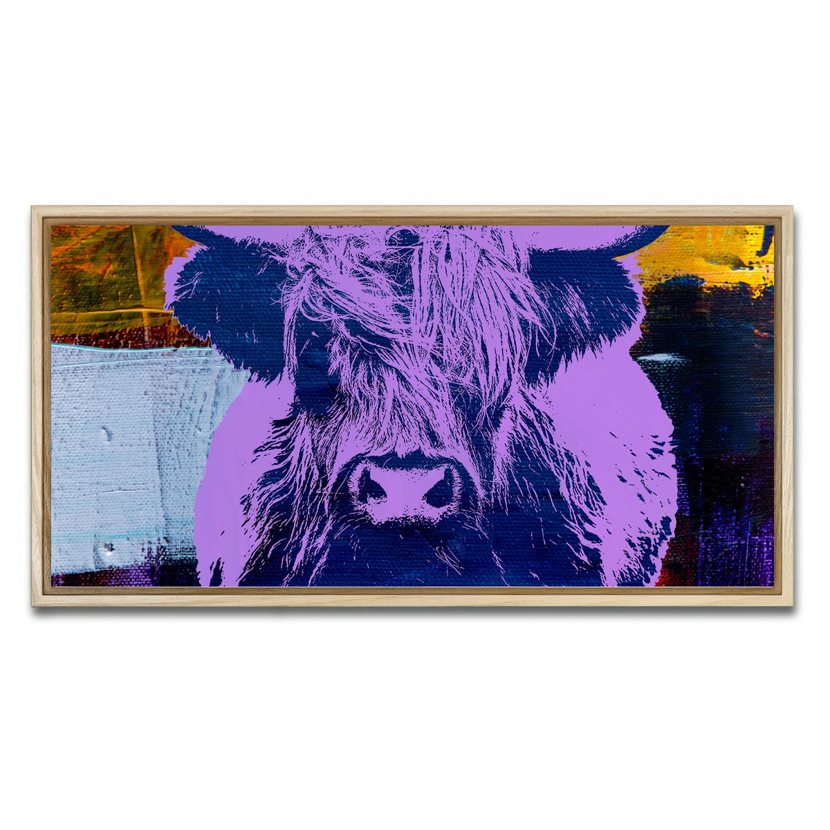 AUTO-MOCKUP WHITE | highland cow | 1 Piece | Natural Framed Canvas | group=2x1