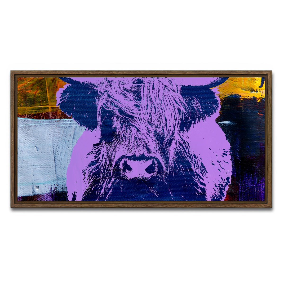AUTO-MOCKUP WHITE | highland cow | 1 Piece | Walnut Framed Canvas | group=2x1