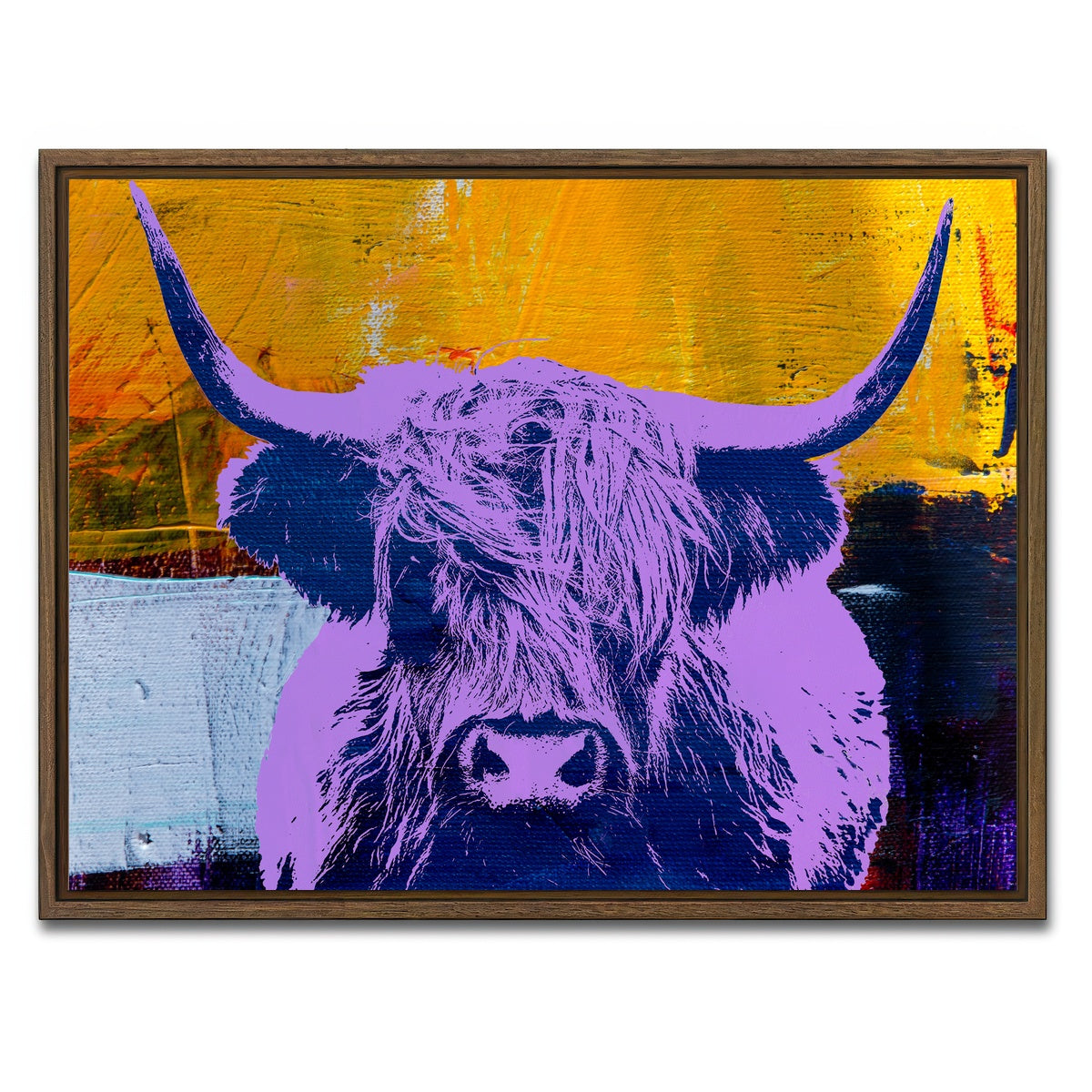 AUTO-MOCKUP WHITE | highland cow | 1 Piece | Walnut Framed Canvas | group=4x3