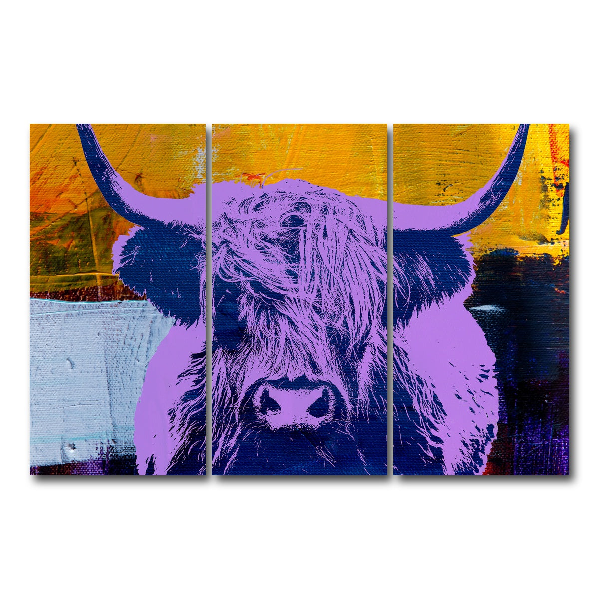 AUTO-MOCKUP WHITE | highland cow | 3 Piece | Gallery Wrap Canvas | group=12x24