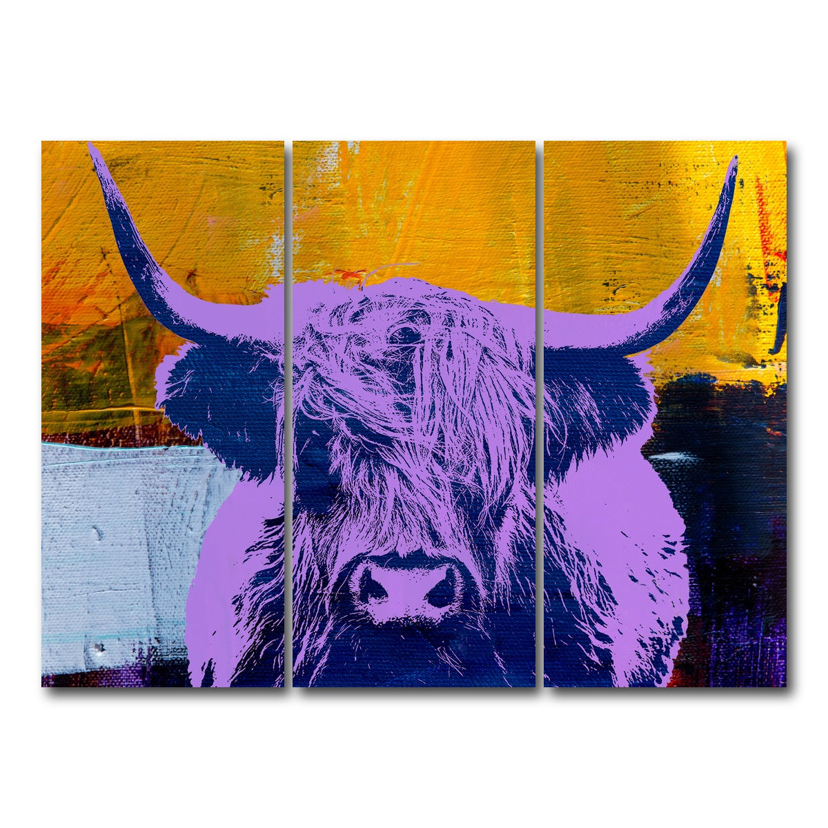 AUTO-MOCKUP WHITE | highland cow | 3 Piece | Gallery Wrap Canvas | group=8x18