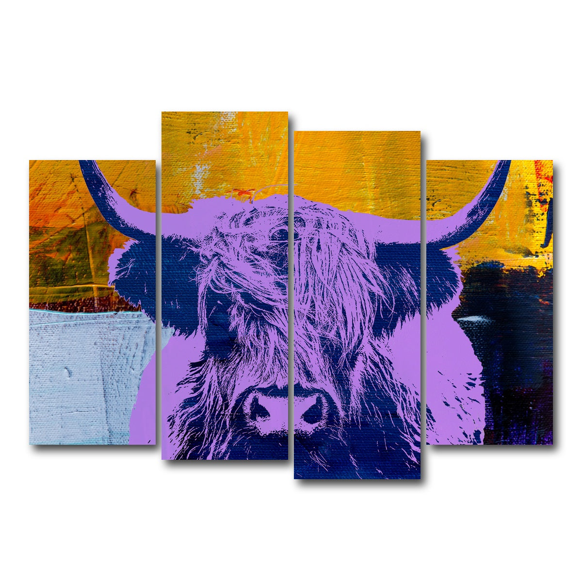 AUTO-MOCKUP WHITE | highland cow | 4 Piece | Gallery Wrap Canvas | group=4_normal
