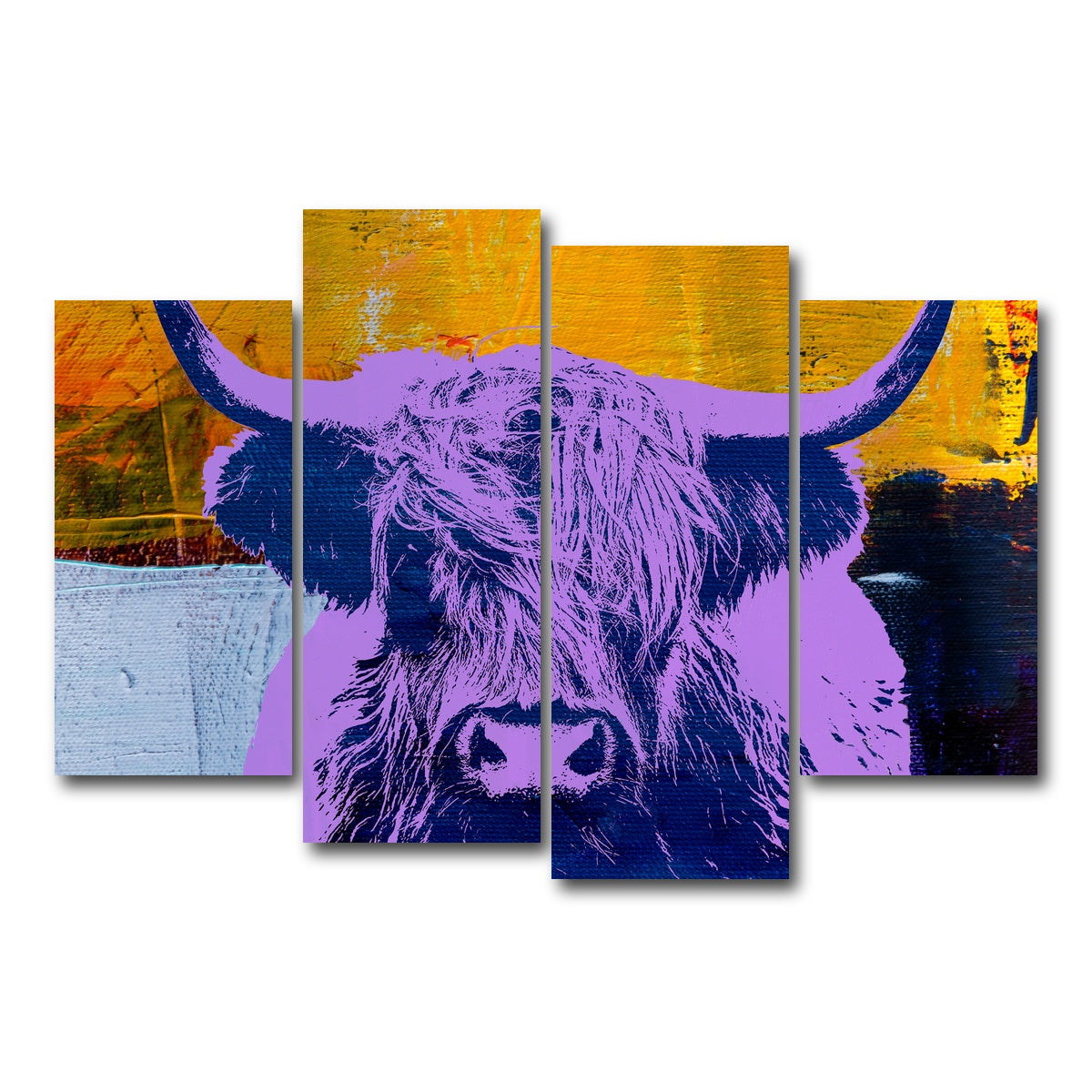 AUTO-MOCKUP WHITE | highland cow | 4 Piece | Gallery Wrap Canvas | group=4_short
