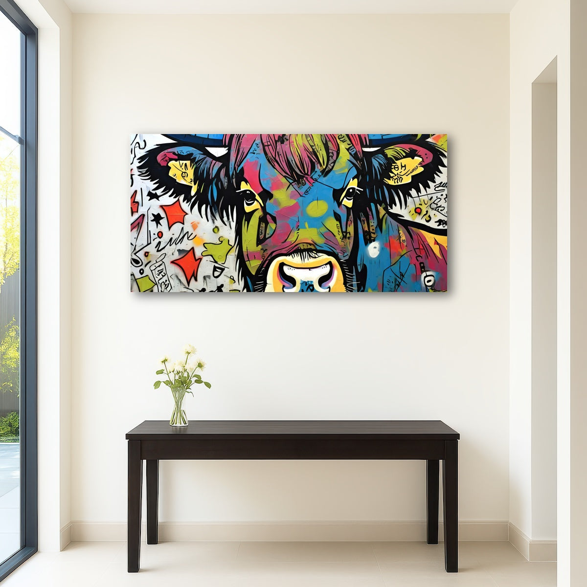 AUTO-MOCKUP ROOM | highland cow graffiti