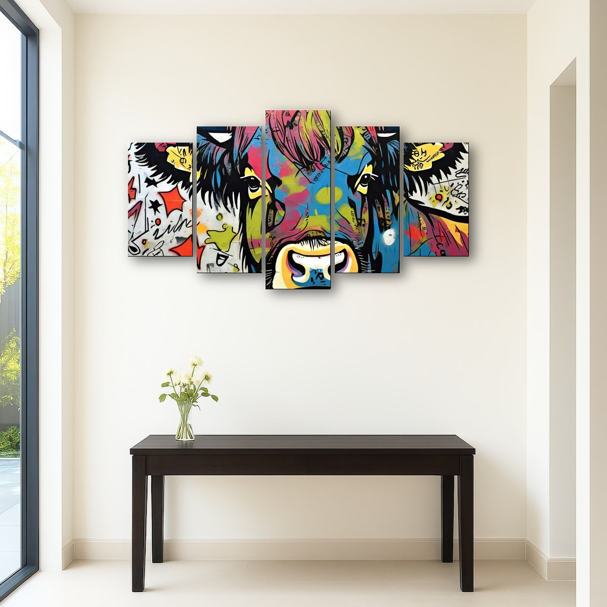 AUTO-MOCKUP ROOM | highland cow graffiti